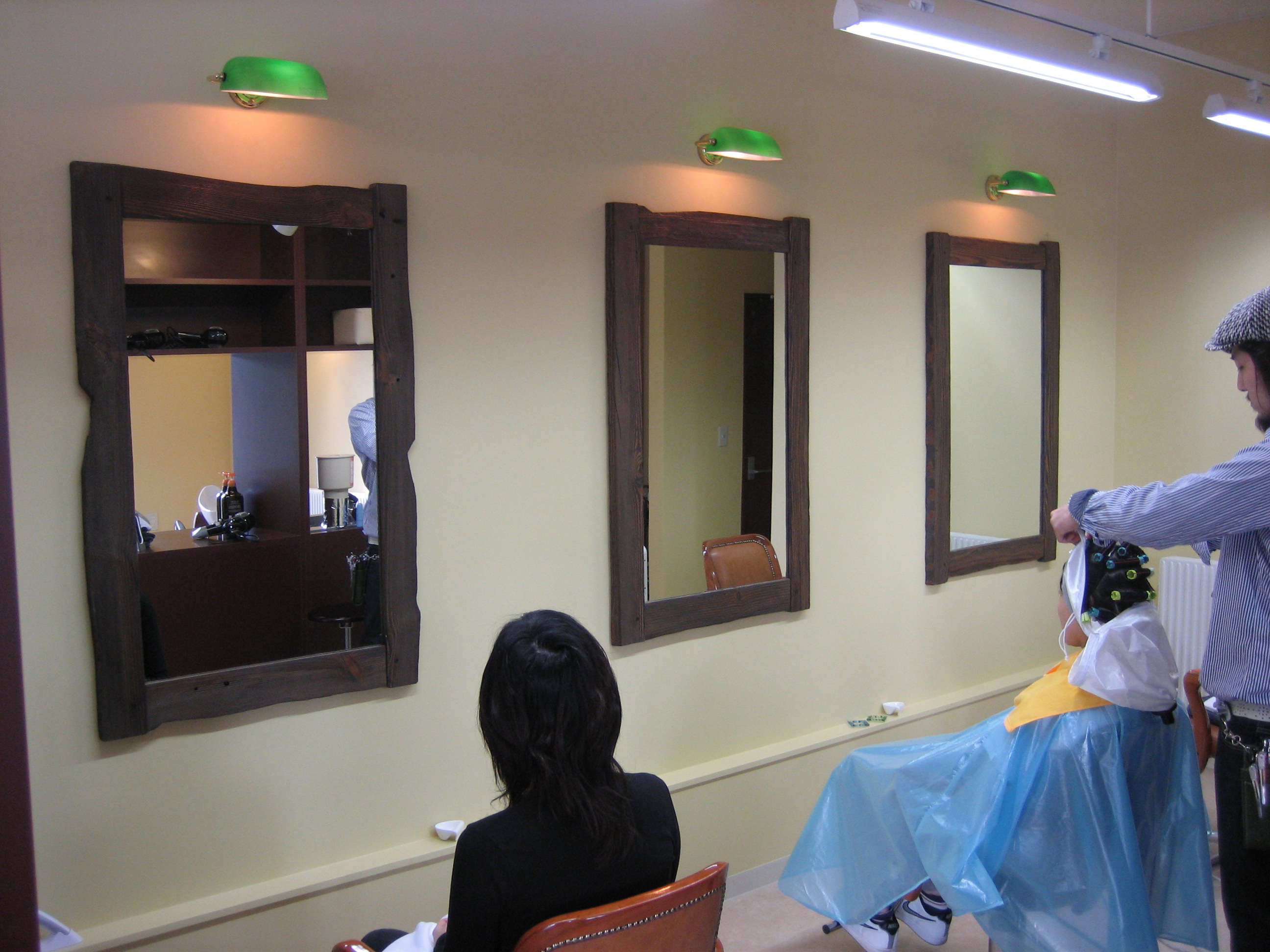 美容室の鏡 石本信親の古材で個財