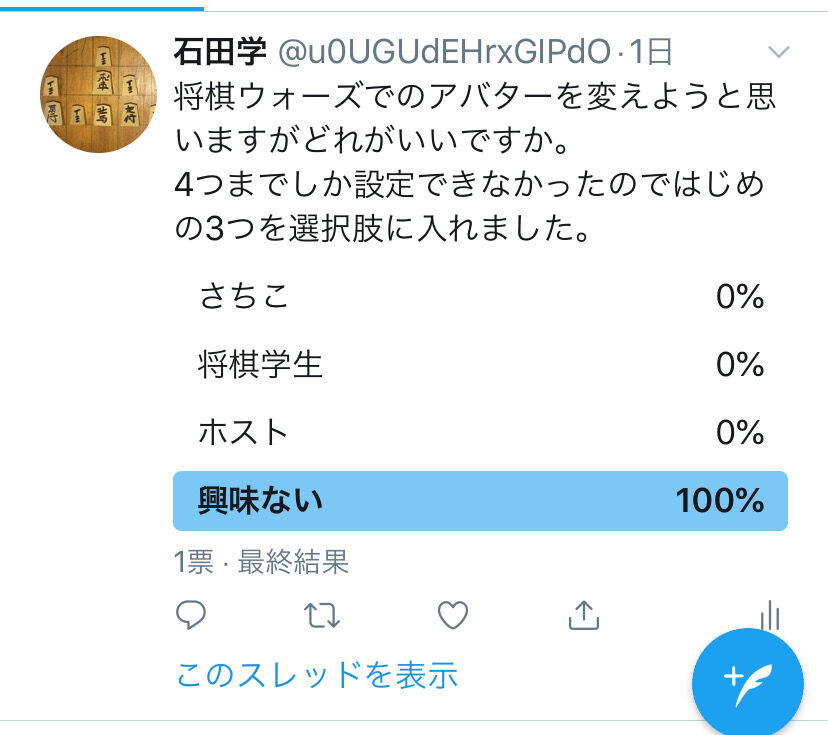 新しいアバター決定 石田のブログ