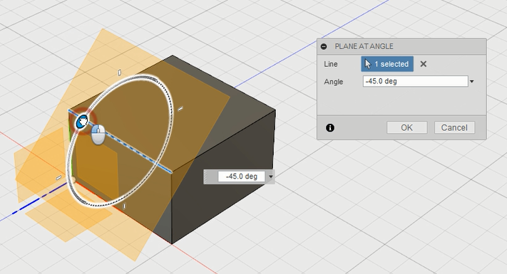 Plane at Angle（プレーンアットアングル） : Fusion360 日本語解説