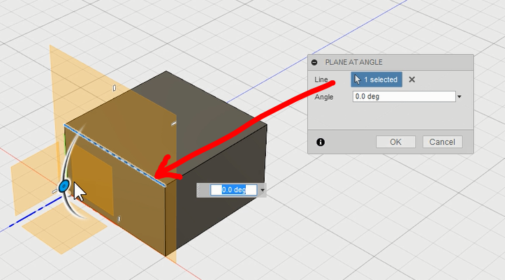Plane at Angle（プレーンアットアングル） : Fusion360 日本語解説