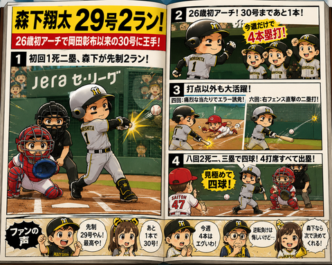 阪神・森下翔太が26歳誕生日翌日に豪快29号先制2ラン！岡田監督以来の「伝説の右打者」へ、なぜ彼だけがこれほど打てるのか？