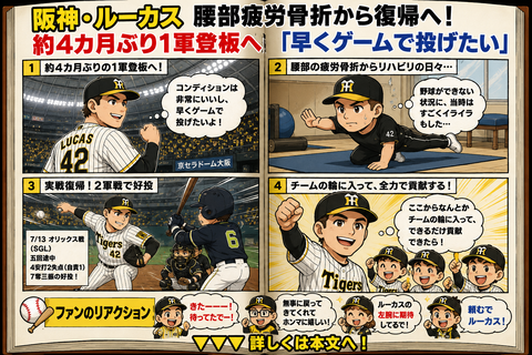 阪神・ルーカス、腰部疲労骨折から復帰へ！約4カ月ぶり1軍登板「早くゲームで投げたい」