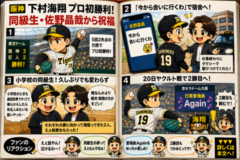 阪神・下村海翔とAぇ! group佐野晶哉は小学校の同級生！プロ初勝利の日に「今から会いに行くわ」