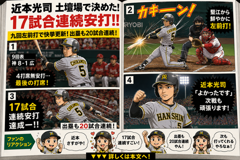 阪神・近本光司が土壇場で見せた執念の17試合連続安打！崖っぷちの九回になぜ打てたのか？