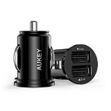 Aukey USBカーチャージャー 車載充電器 超小型 急速 USB2ポート 4.8A/24W iPhone6s / 6s Plus / 6 / 6 Plus / iPad / iPod / Android / Galaxy S6 / S6 Edgeなど対応 (ブラック)CC-S1