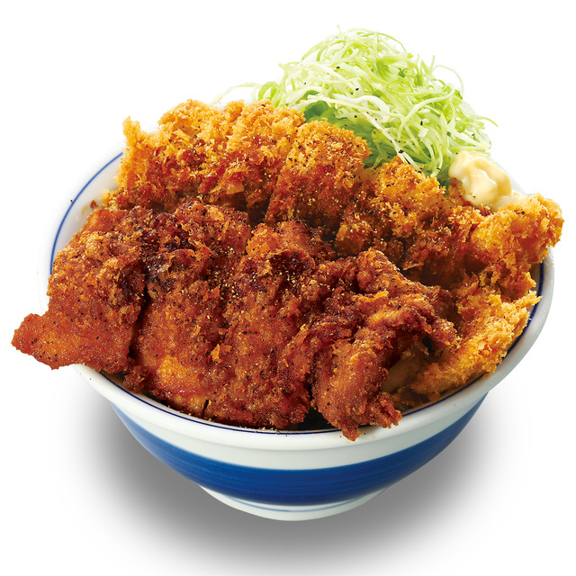 黒胡椒から揚げとチキンカツの合い盛り丼01