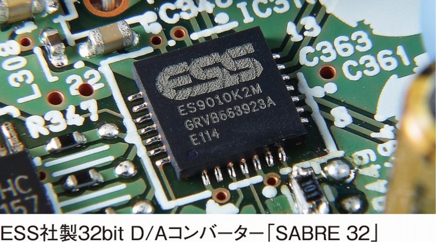 米ESSテクノロジー製の「SABRE 32」D/Aコンバーター(ES9010K2M)を採用