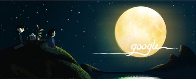 本日は中秋の名月 Googleロゴが旧暦の十五夜のお月見をイメージしたイラストに