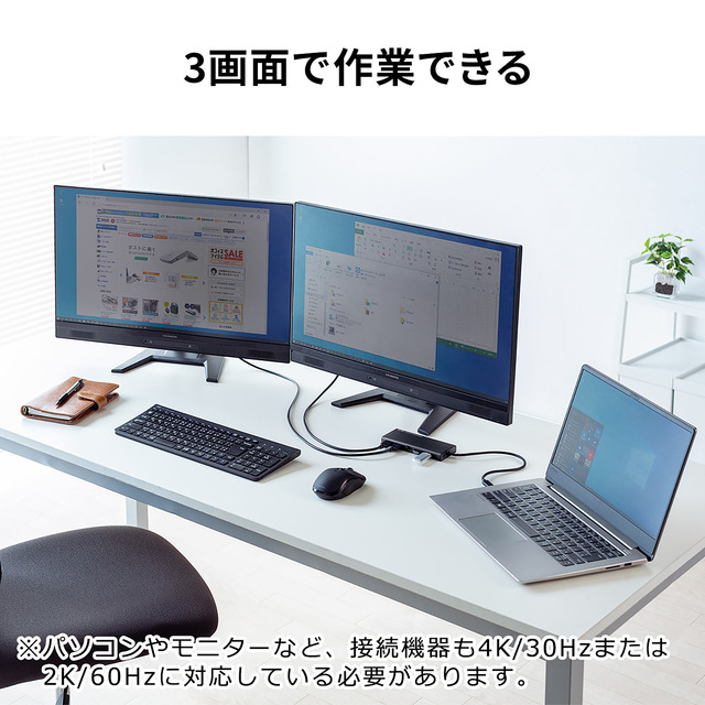 ケーブル1本でモニター2画面に出力できる!ドッキング ケーブル1本でモニター2画面に出力できる!ドッキング