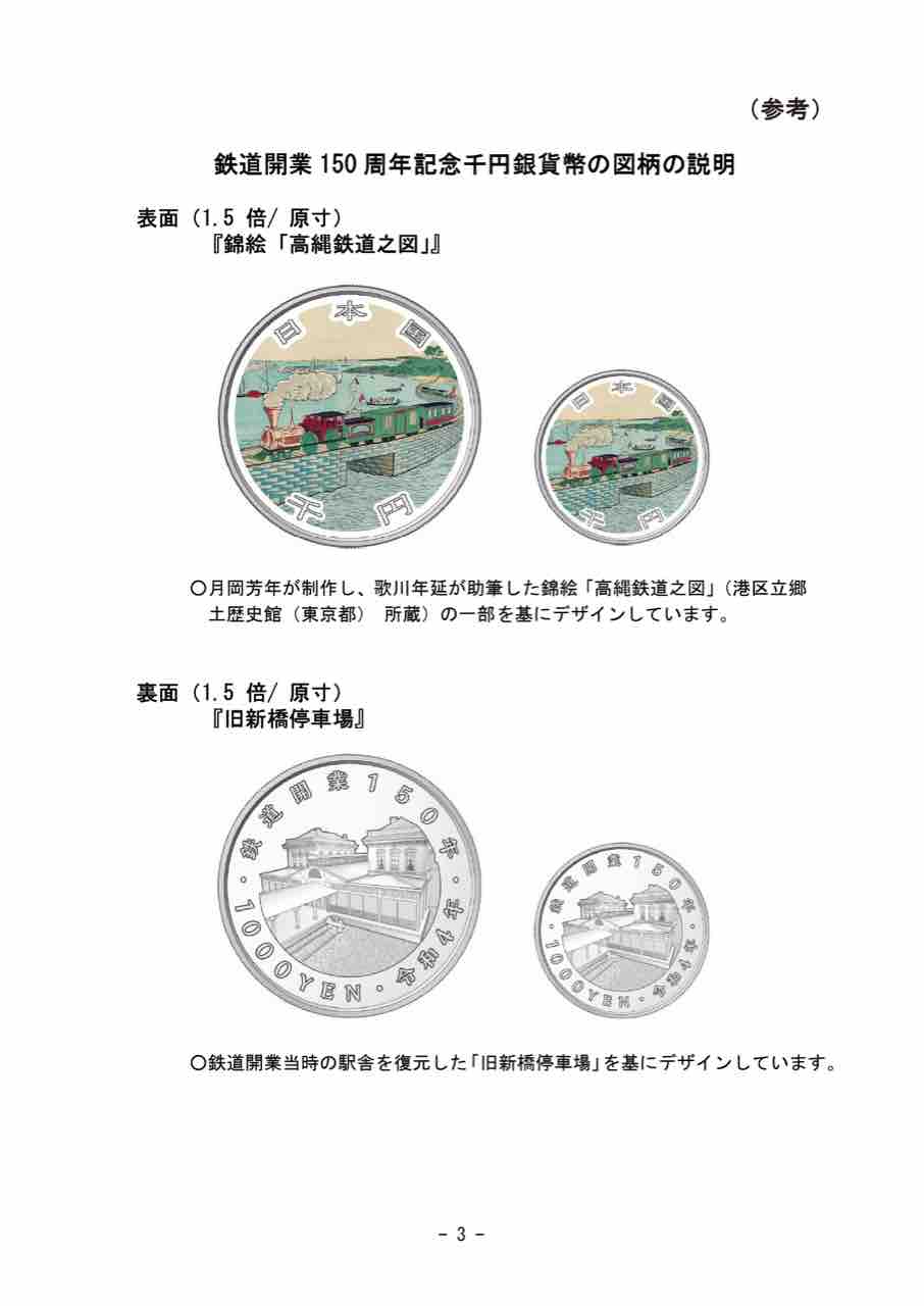千円の硬貨型貨幣？！『高縄鉄道之図』や『旧新橋停車場』をデザイン