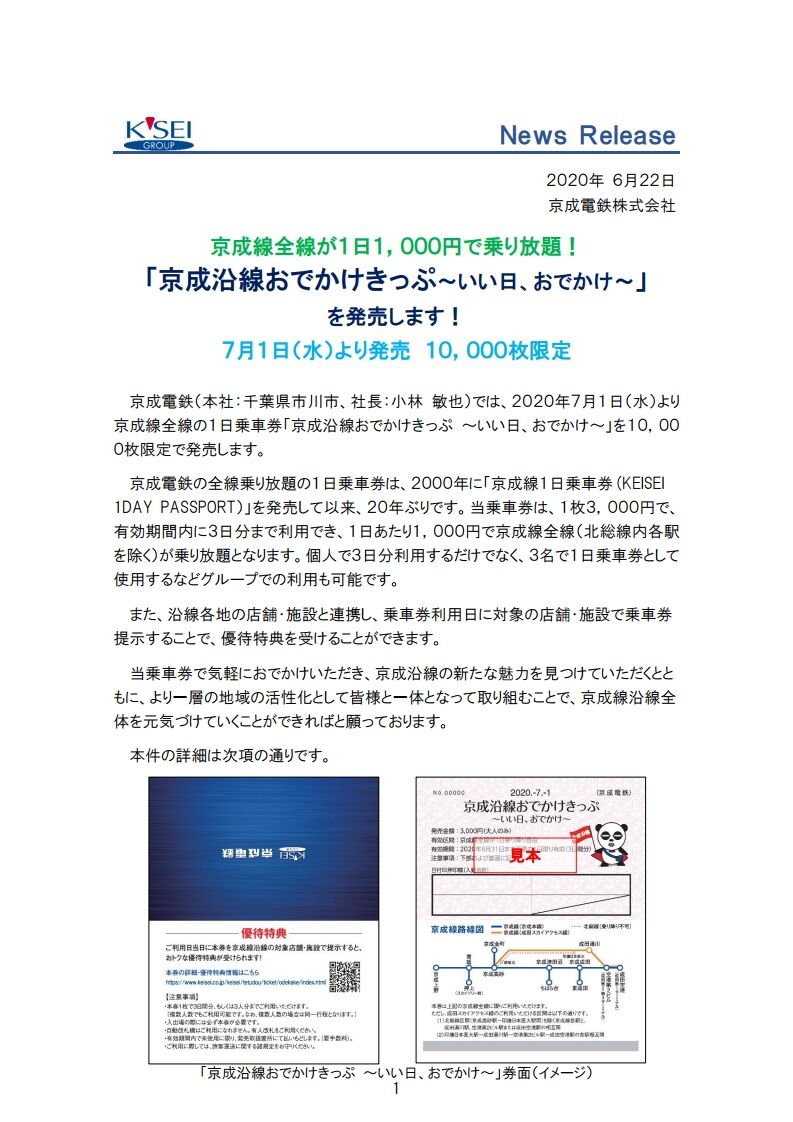 京成線が1 000円で乗り放題 京成沿線おでかけきっぷ いい日 おでかけ 発売中 7月1日 8月31日 ちば通信 千葉県千葉市の地域情報サイト 京成線が1 000円で乗り放題 京成沿線おでかけきっぷ いい日 おでかけ 発売中 7月1日 8月31日 ちば通信 千葉県千葉市の地域情報サイト