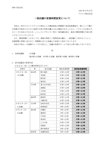アルビス営業時間4