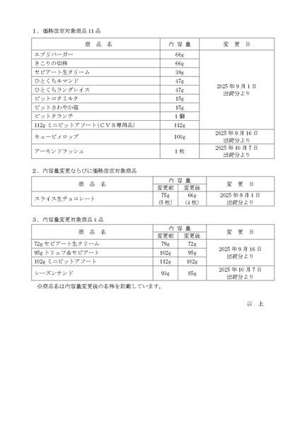 ブルボン価格改定