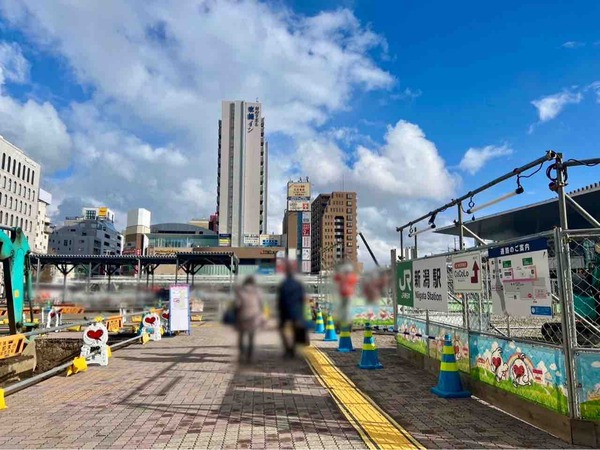 新潟駅前歩行者通路変更