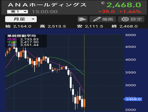 今anaとかjalみたいな航空系の株買うのってどうなの みゃおーん