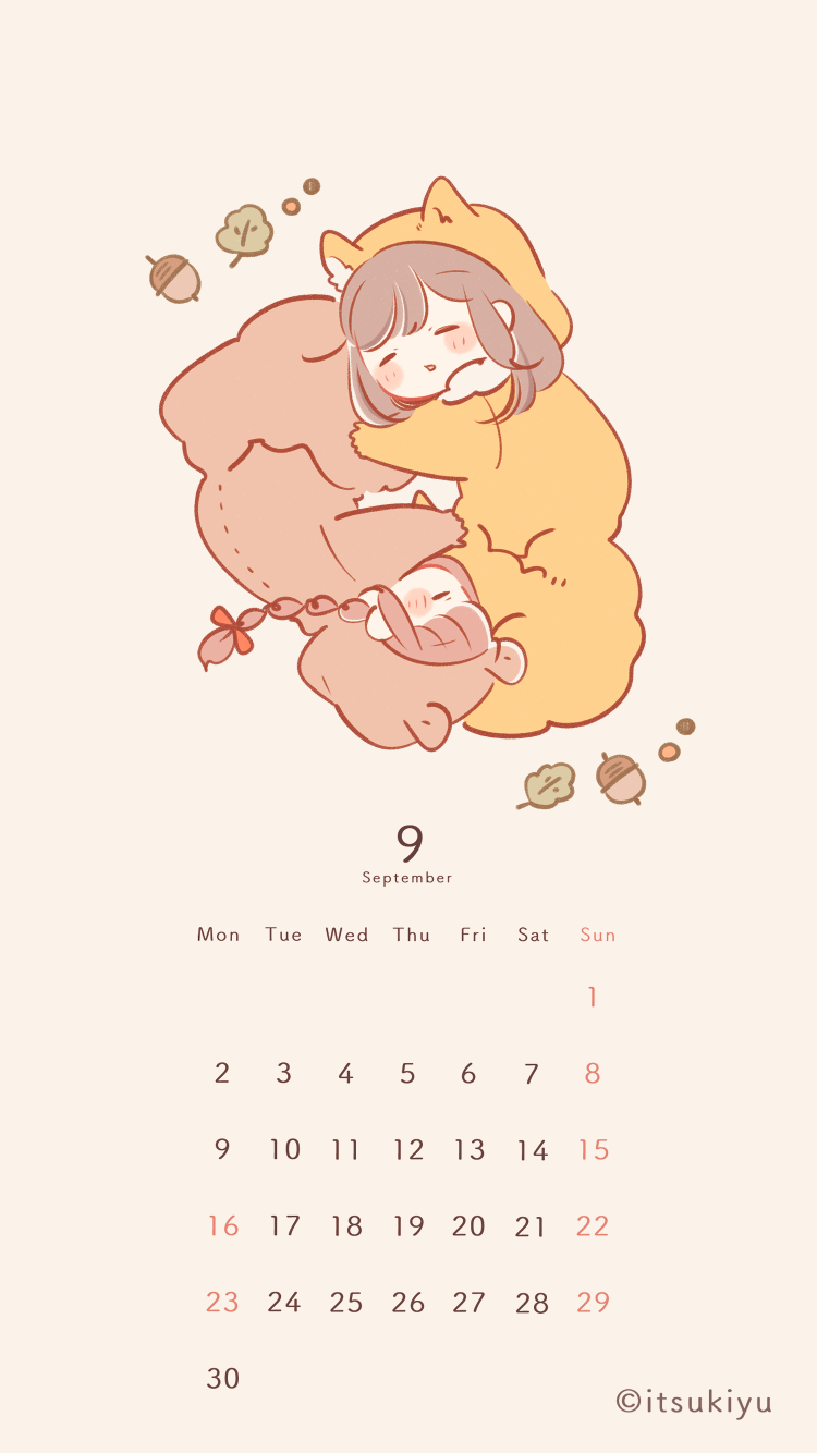 9月カレンダー更新 いつきゆう絵日記