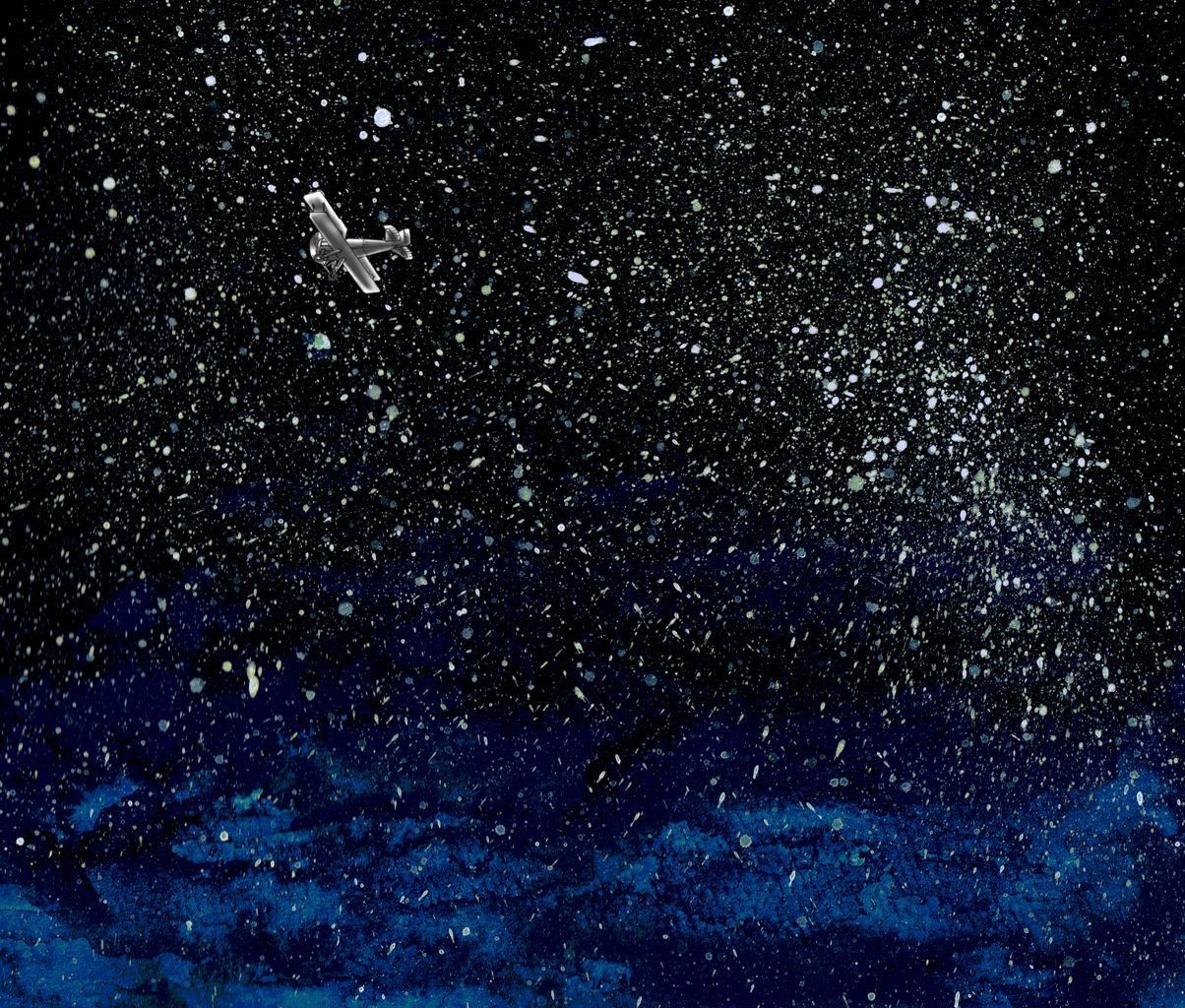 サンテグジュペリの夜間飛行のイラスト 別バージョン ゾウ山のすそ野で