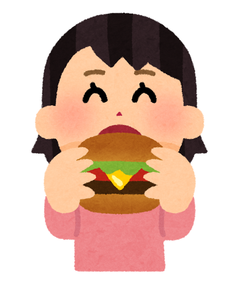 ハンバーガーを食べる女の子