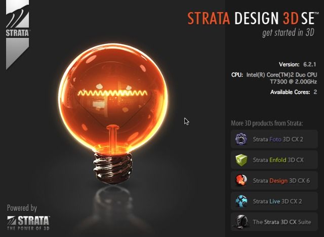 Design3d Seの起動画面 Strata Cx と Lightwave