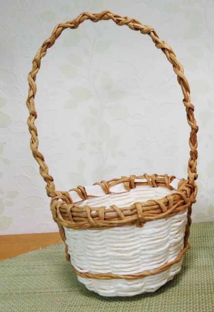 ペーパーフラワー 紙紐と紙コップで籠を編む 出来たをさがそ