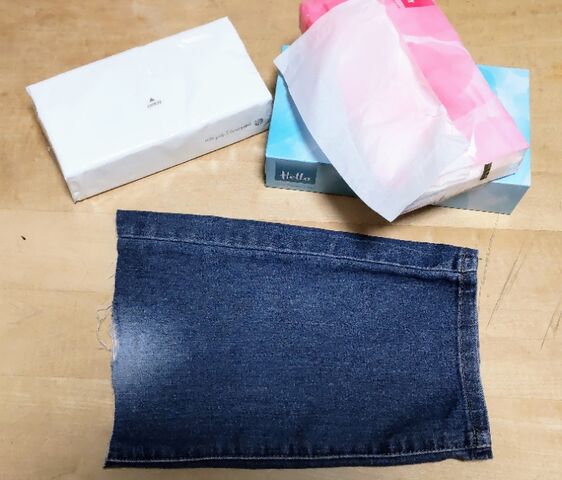 デニムリメイク／ボックスティッシュカバーを作りました👖 : 出来たを