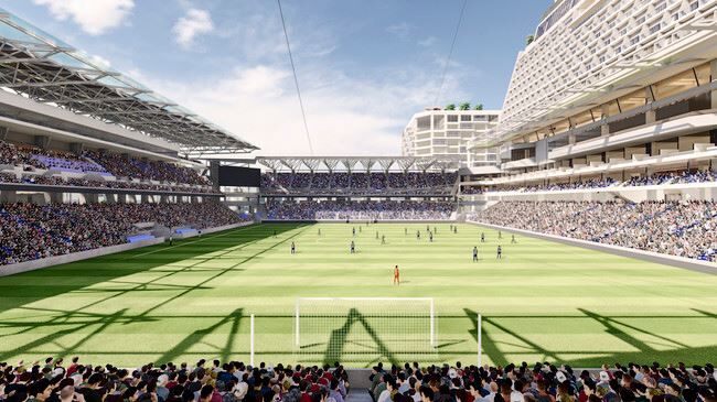 長崎 ジャパネットｈｄが新スタジアムの進捗について発表 日本一ピッチに近い観戦環境 プレミアスタイルのチームベンチ ｊ２サッカー通信