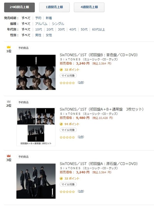 Sixtones初のフルアルバム 1st がamazonやセブンネットで売上top3独占 Jnews1