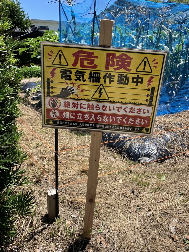 電気柵 立札 デザイン変更 : 向島ポンポコ日記