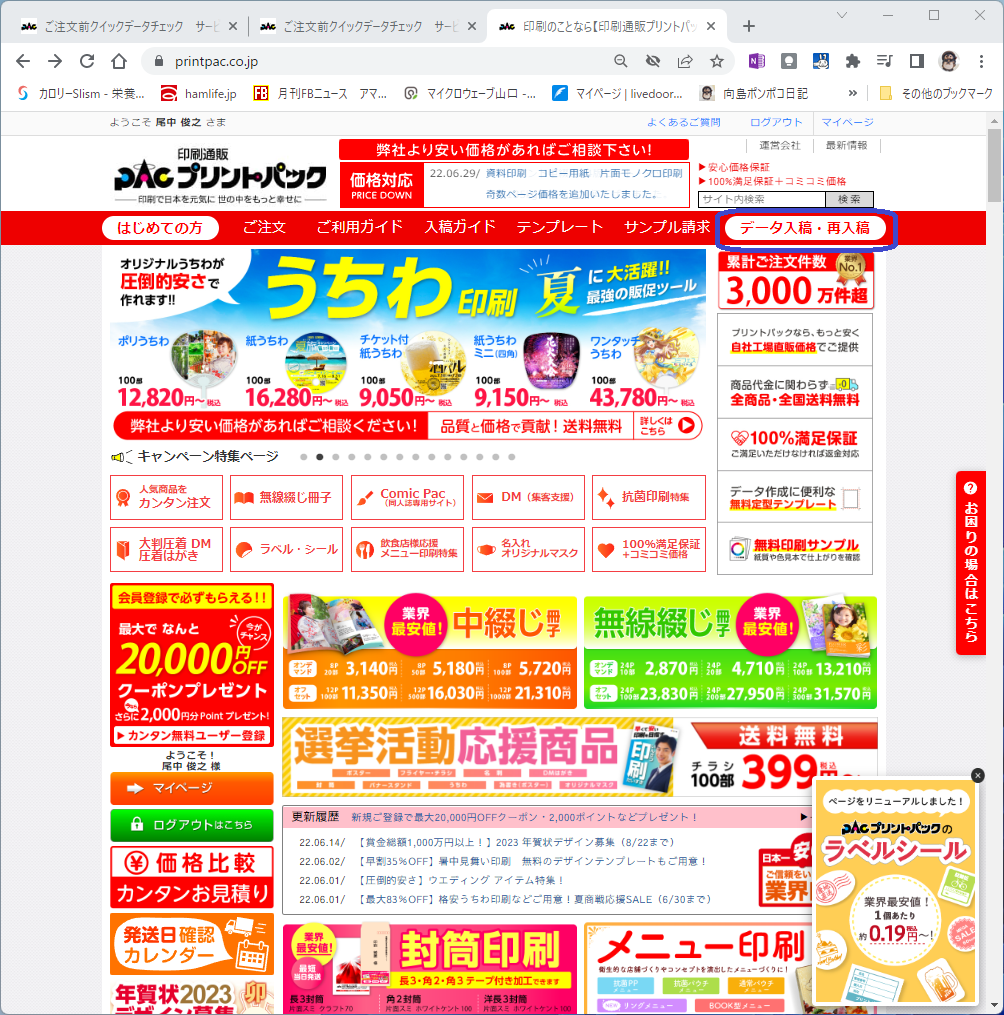 プリントパックにチラシを注文した : 向島ポンポコ日記