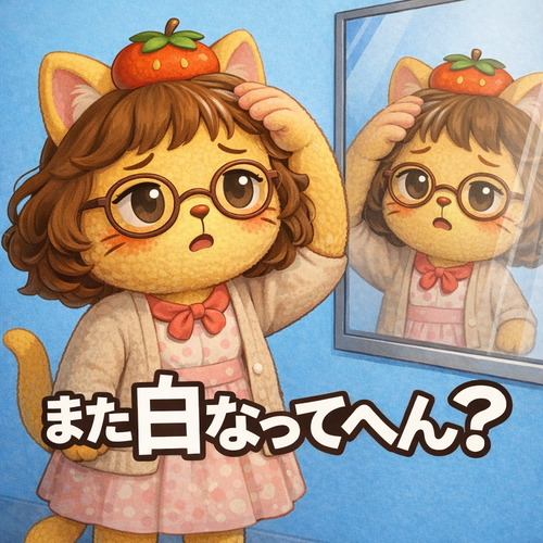 白髪チェック中のジャムリン (1)
