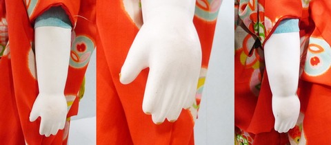 《ジャムルK》KKo0612-127◆壽月特製 壽月斎 市松人形 日本人形 ガラス目 女の子 童女 全長：68cm 木製ケース付 アンティーク ビスクドール