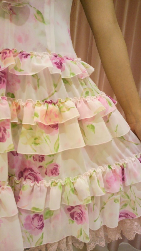 ジーザスディアマンテ　ジャスミンワンピ　復活ぼかし薔薇柄ピンク ジーザスディアマンテ ジャスミンワンピ 復活ぼかし薔薇柄ピンク