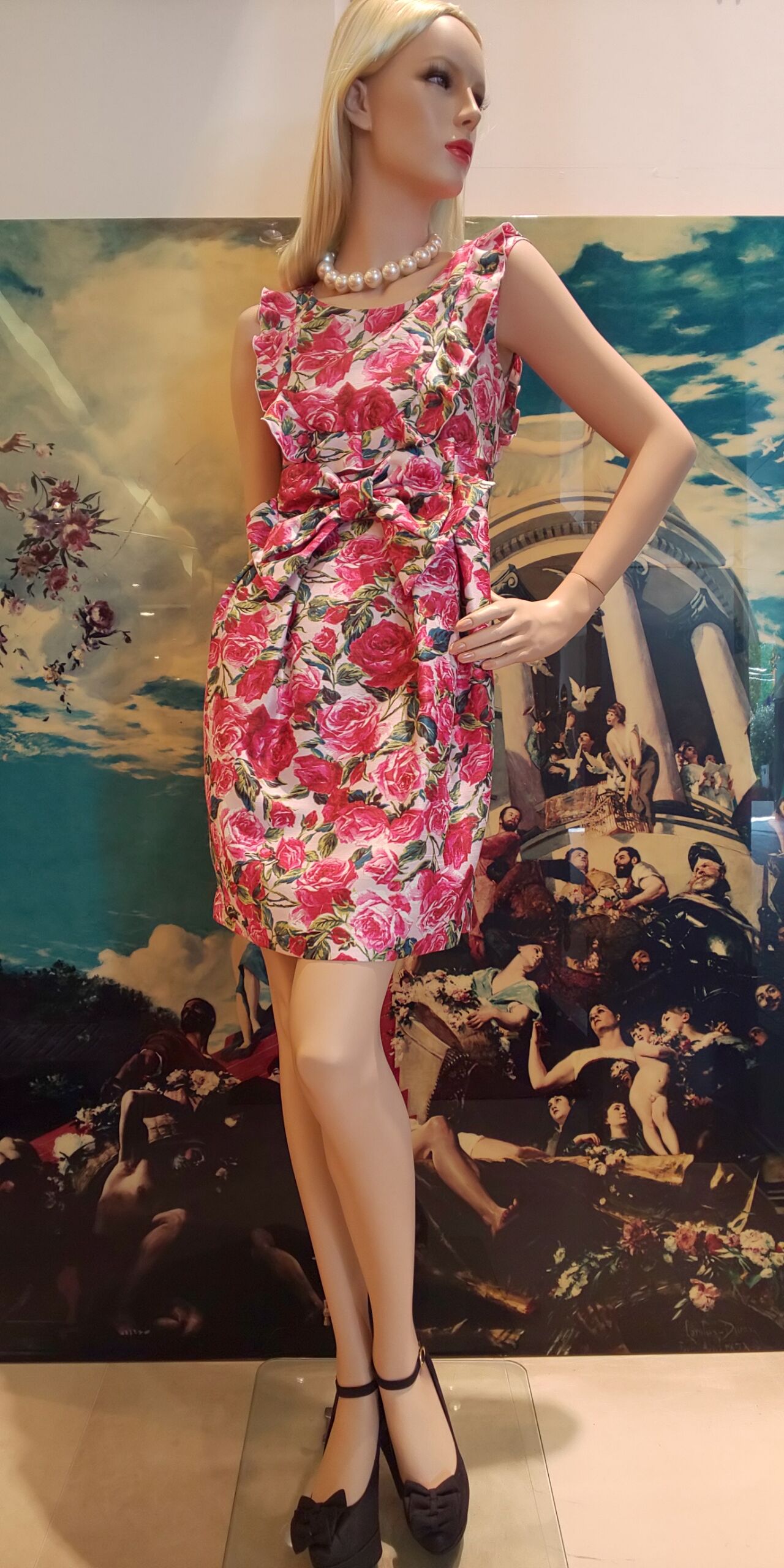 ⭐️ルリジューズワンピ⭐️バロックレッドローズ柄ピンク、40サイズが  