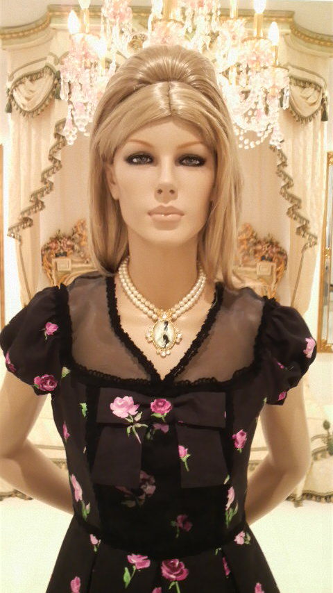 新作入荷!!残りわずか！ミラーナワンピオーナメントリボン柄黒 
