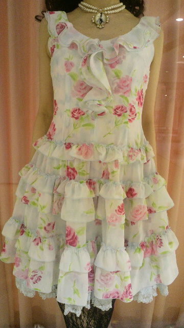 ジャスミンワンピ♪復活ぼかし薔薇柄サックス♪ : ♡Atelier Diamante