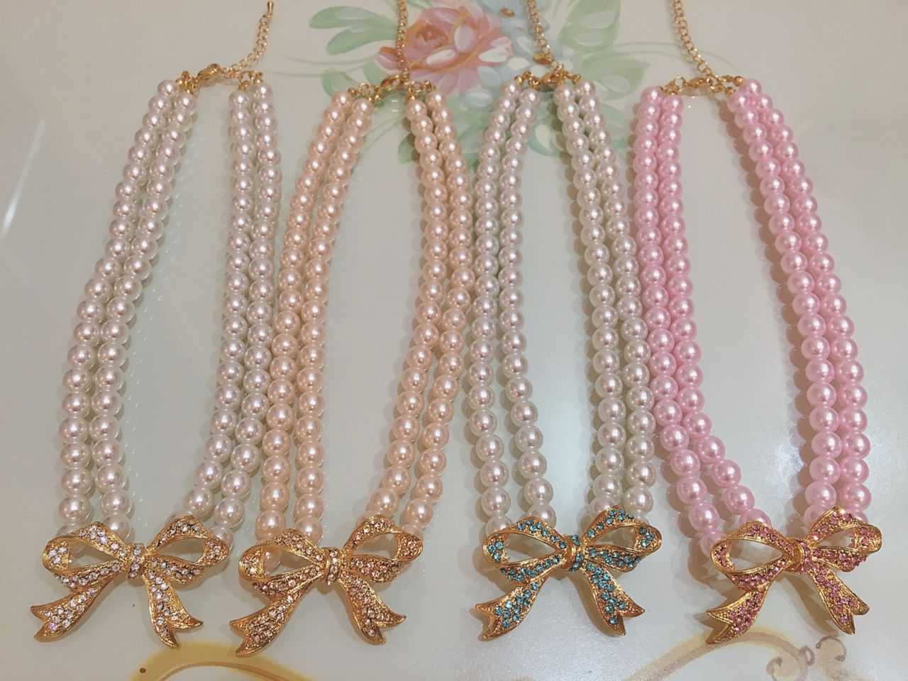 ☆Sale 50％OFF☆アントーニアリボンネックレス☆ピンクパール×ローズ 