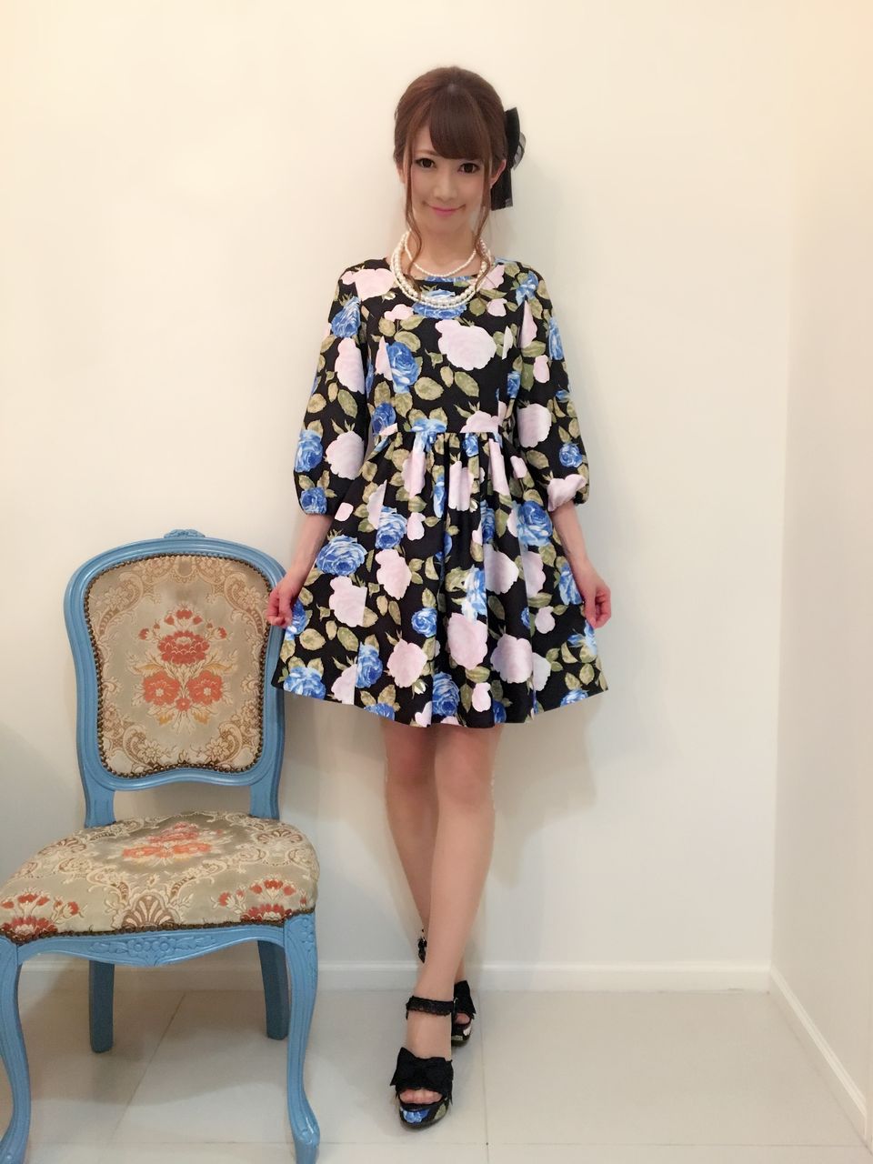 ☆Sale80％OFF☆フェリエワンピ☆プリンセスJAPONローズ柄ブルー、殘り