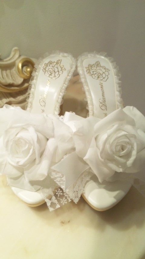ジーザスディアマンテ　薔薇レースリボンミュール　Lサイズ 薔薇レースリボンミュール☆白☆*' : ♡Atelier Diamante Nagoya♡