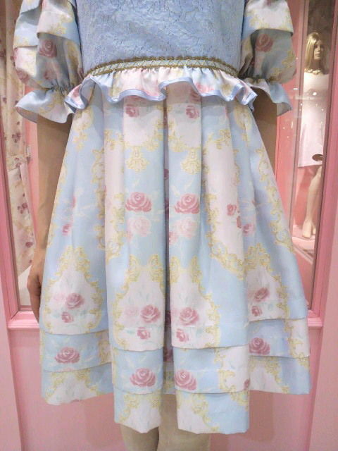 ☆Sale 70%OFF☆ロココドールワンピ☆新オーナメント柄サックス、40  