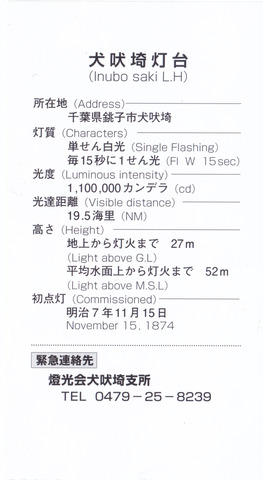 犬吠崎灯台チケット裏aa