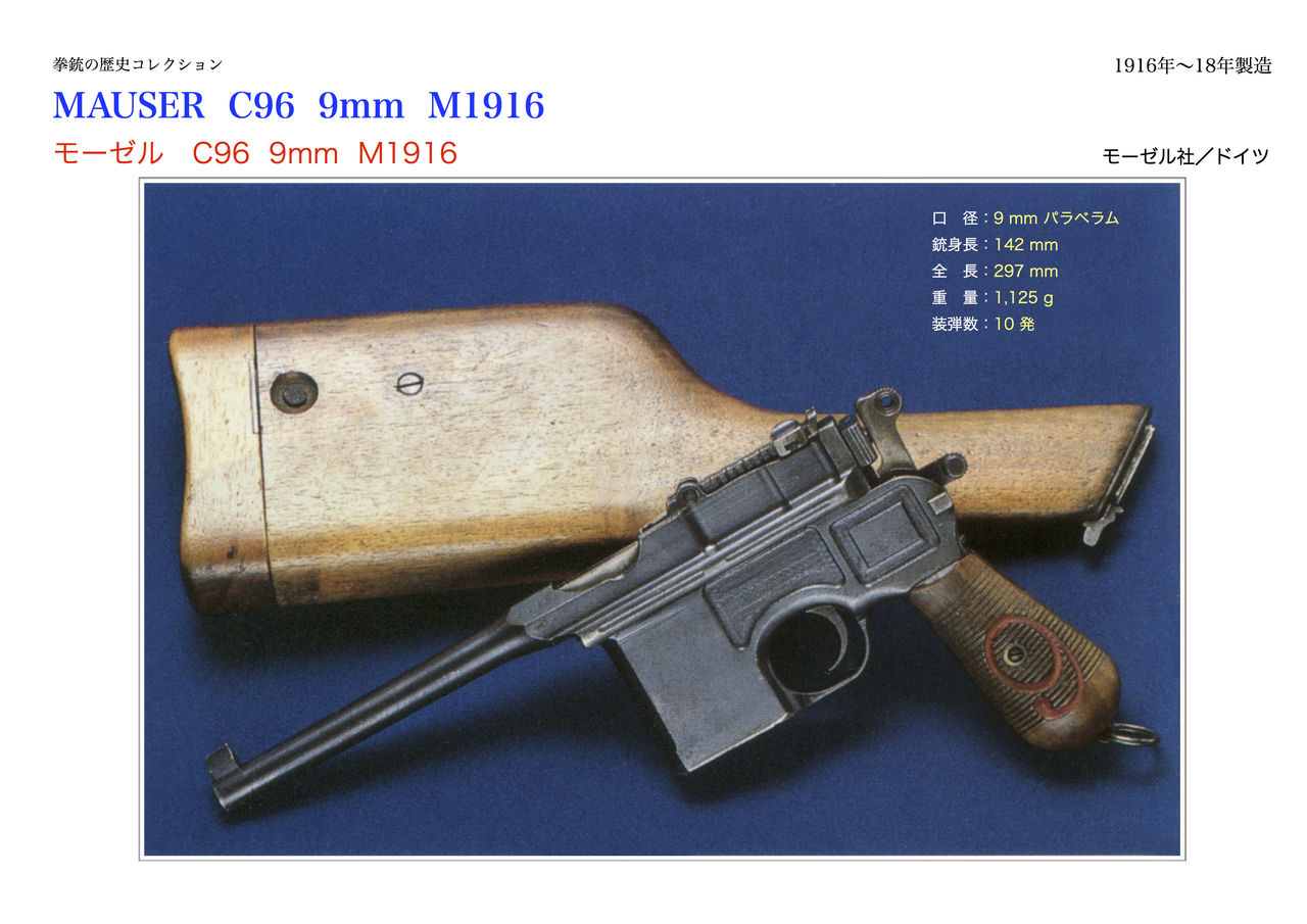 モーゼル C96 M712 M1916 レッドナイン レッド9 木製グリップ 