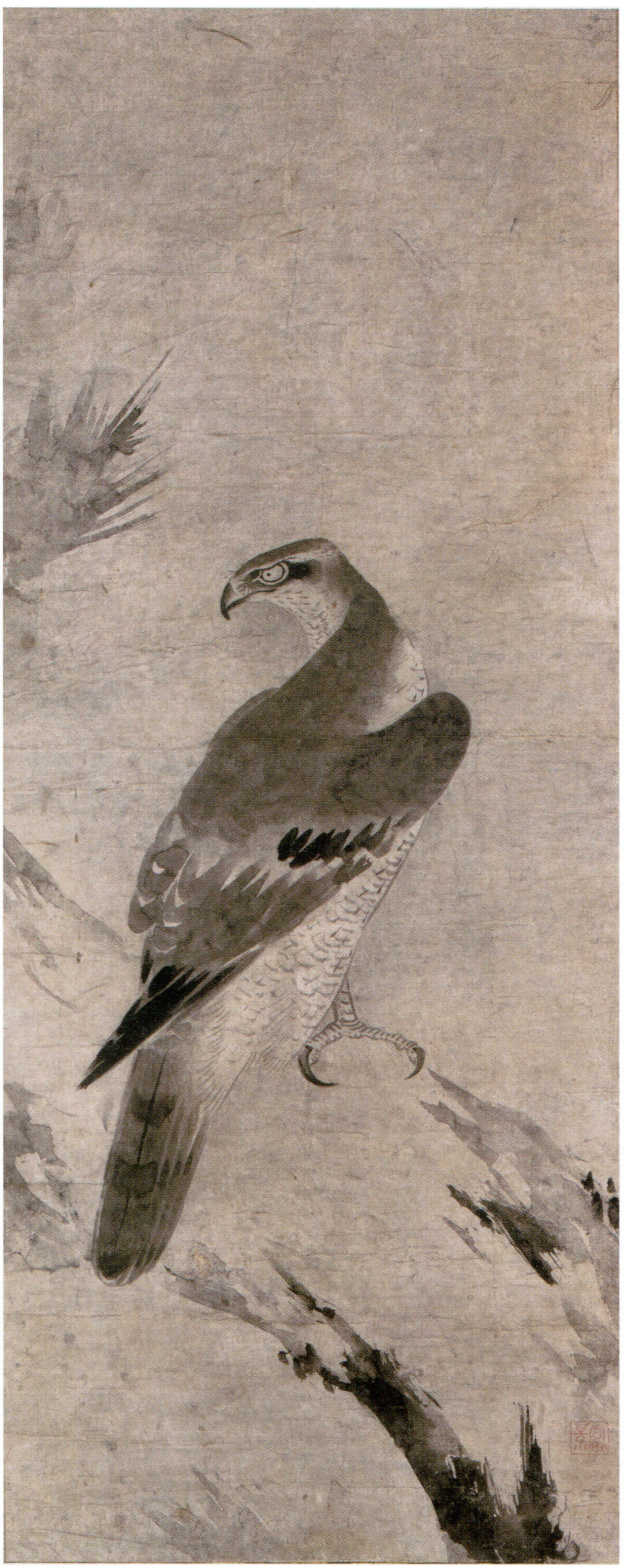 掛軸-1011　土岐頼芸　鷹図　印刷工芸作品　土岐の鷹　国盗り物語 掛軸-1011 土岐頼芸 鷹図 印刷工芸作品 土岐の鷹 国盗り物語