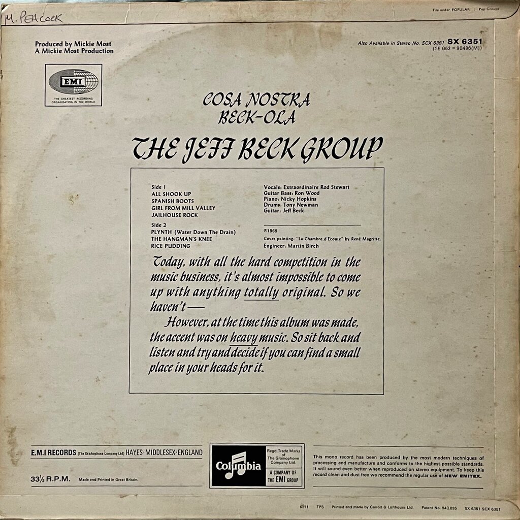 中古レコード入手情報：ジェフ・ベック① : 我が人生は、音楽と共に