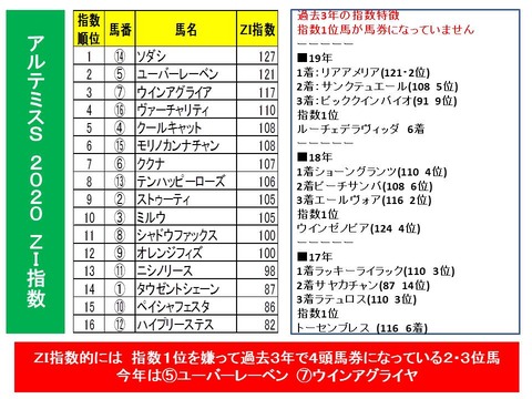 アルテミスS2020ZI
