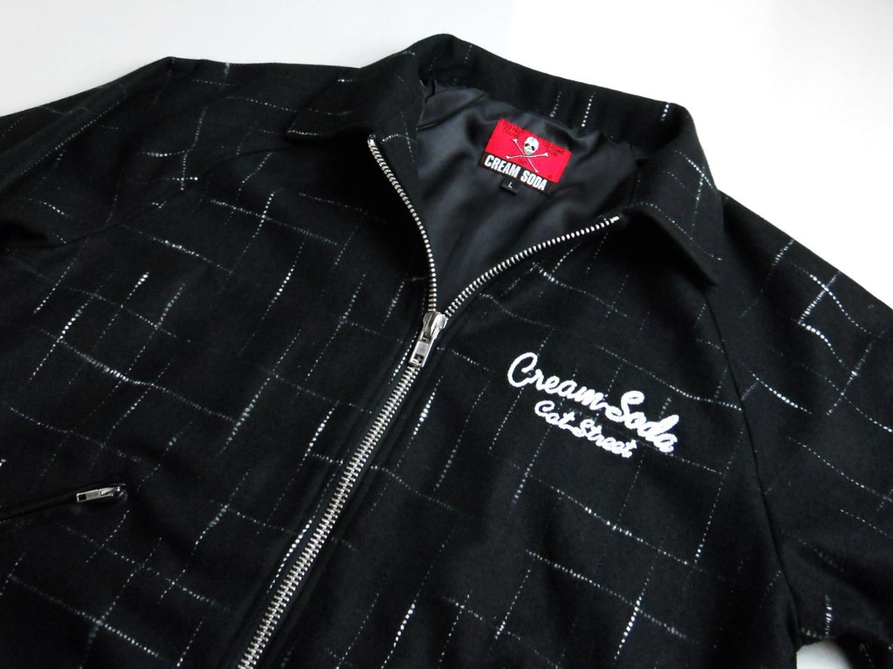 CREAM SODA／カスリチェックブルゾンＡ ／黒 × 白 CREAM SODA／カスリチェックブルゾンA ／黒 × 白