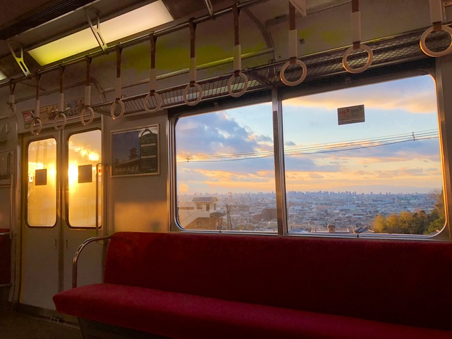 近鉄奈良線 大阪 写真 夕日 電車 社内 絶景に関連した画像-02