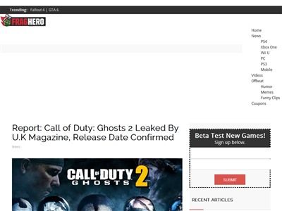 コールオブデューティ 最新作は ゴースト2 か 海外の雑誌がリーク オレ的ゲーム速報 刃