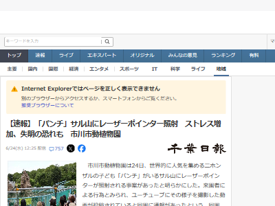 市川市動植物園 パンチくん レーザーポインター 照射 ストレス 失明に関連した画像-02