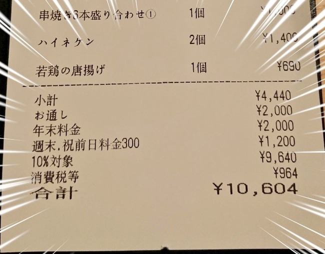 居酒屋で焼き鳥とからあげだけで1万円請求された レシートの内容を見てみるとめちゃくちゃすぎる オレ的ゲーム速報 刃 居酒屋で焼き鳥とからあげだけで1万円請求された レシートの内容を見てみるとめちゃくちゃすぎる オレ的ゲーム速報 刃
