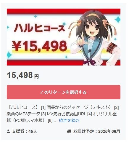 涼宮ハルヒの憂鬱 朝比奈みくる 人気 クラファン ファン みくるコースに関連した画像-03